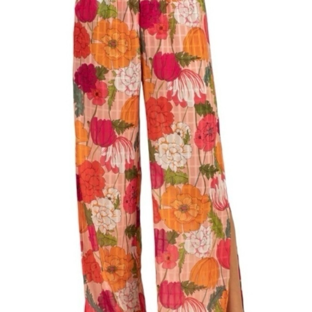 Trina Turk Floral Swim Coverup Pants - Pink, Orange, White